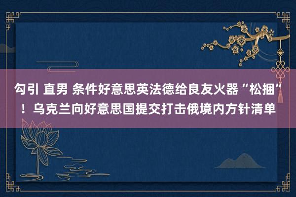 勾引 直男 条件好意思英法德给良友火器“松捆”！乌克兰向好意思国提交打击俄境内方针清单