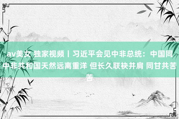 av美女 独家视频丨习近平会见中非总统：中国同中非共和国天然远离重洋 但长久联袂并肩 同甘共苦