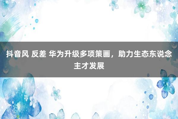 抖音风 反差 华为升级多项策画，助力生态东说念主才发展