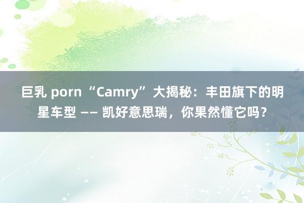 巨乳 porn “Camry” 大揭秘：丰田旗下的明星车型 —— 凯好意思瑞，你果然懂它吗？