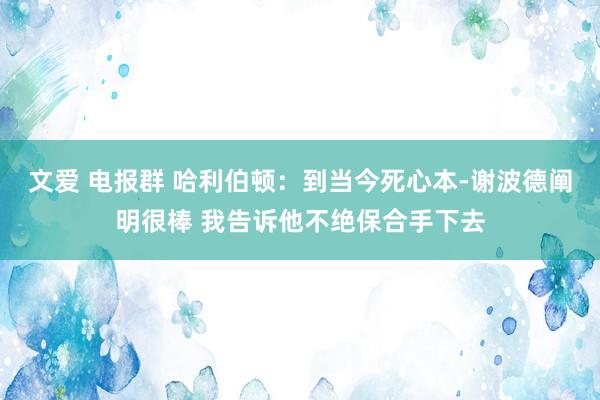 文爱 电报群 哈利伯顿：到当今死心本-谢波德阐明很棒 我告诉他不绝保合手下去