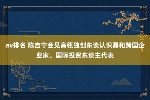 av排名 陈吉宁会见高瓴独创东谈认识磊和跨国企业家、国际投资东谈主代表