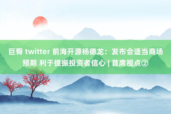 巨臀 twitter 前海开源杨德龙：发布会适当商场预期 利于提振投资者信心 | 首席视点②