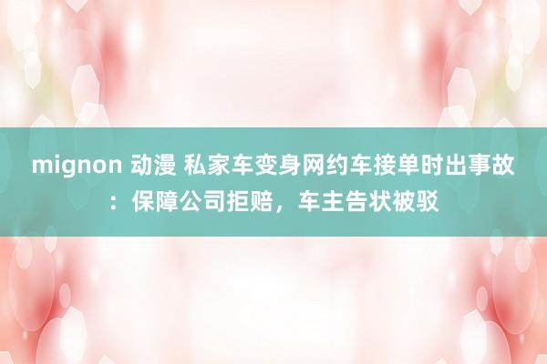 mignon 动漫 私家车变身网约车接单时出事故：保障公司拒赔，车主告状被驳