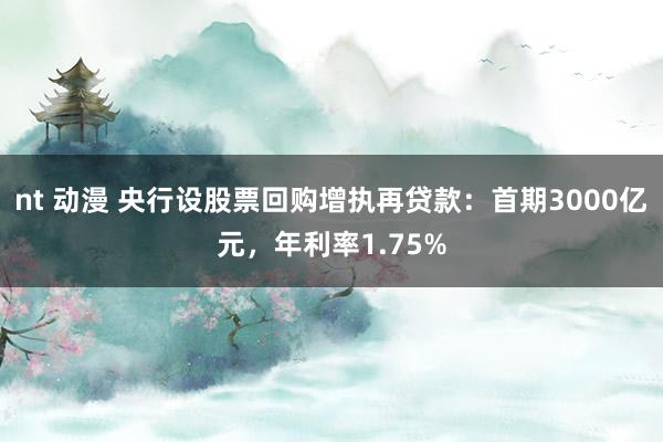 nt 动漫 央行设股票回购增执再贷款：首期3000亿元，年利率1.75%