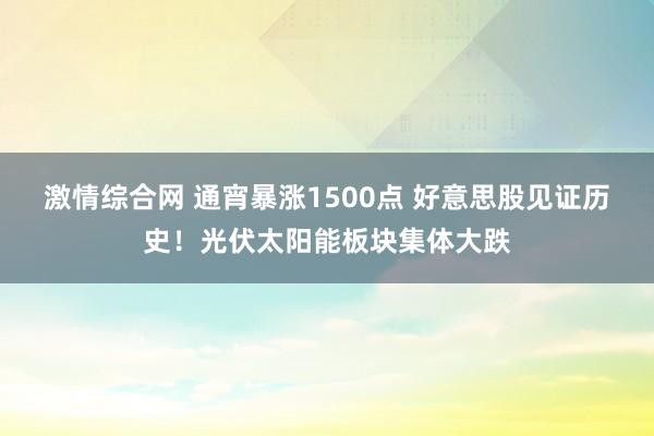 激情综合网 通宵暴涨1500点 好意思股见证历史！光伏太阳能板块集体大跌