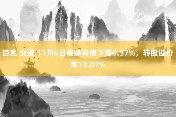 巨乳 女優 11月6日嘉泽转债下落0.37%，转股溢价率13.07%