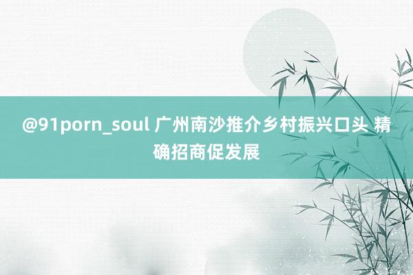 @91porn_soul 广州南沙推介乡村振兴口头 精确招商促发展