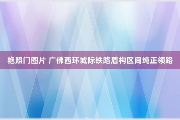 艳照门图片 广佛西环城际铁路盾构区间纯正领路