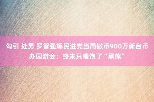 勾引 处男 罗智强爆民进党当局撒币900万新台币办园游会：终末只喂饱了“黑熊”