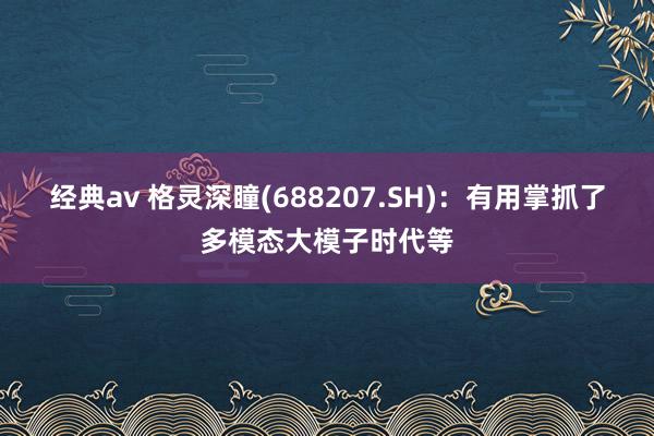 经典av 格灵深瞳(688207.SH)：有用掌抓了多模态大模子时代等