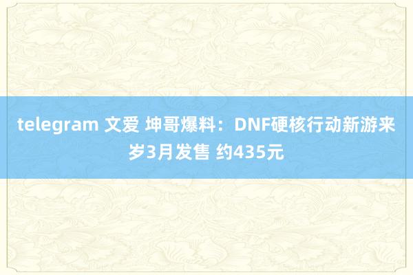 telegram 文爱 坤哥爆料：DNF硬核行动新游来岁3月发售 约435元