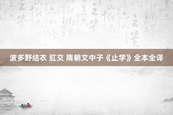 波多野结衣 肛交 隋朝文中子《止学》全本全译