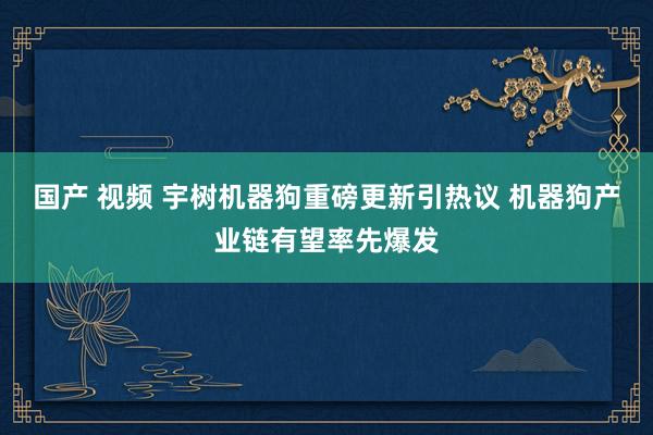 国产 视频 宇树机器狗重磅更新引热议 机器狗产业链有望率先爆发