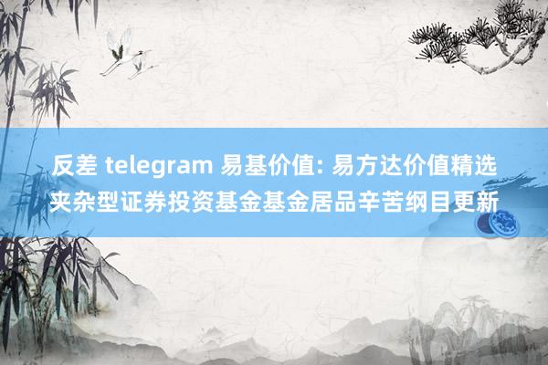 反差 telegram 易基价值: 易方达价值精选夹杂型证券投资基金基金居品辛苦纲目更新